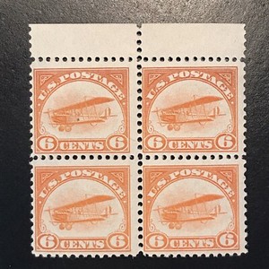 4 US STAMPS BLOCK OF 4 1918 #C1 MNH CURTISS JENNY 6c SEE PHOTOGRAPHS!