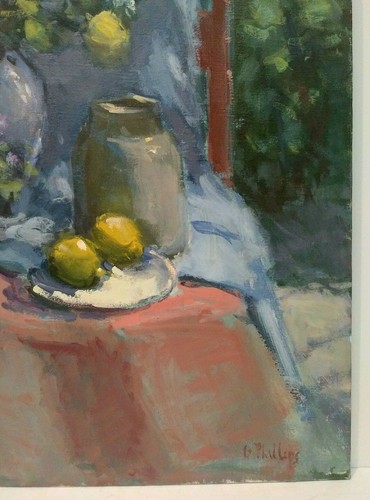 LISTED AMERICAN GEORGE PHILLIPS Sd ORIG O/C IMPRESSIONIST STILL LIFE FLOWERS - Picture 8 of 10