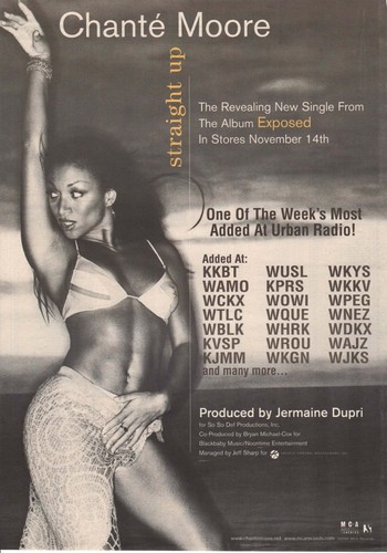 Anuncio de promoción de música de radio impreso vintage de Chante' Moore álbum directo expuesto 2000 - Imagen 2 de 2