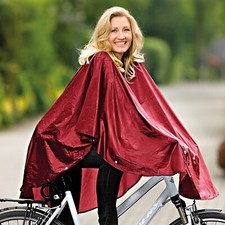 Set of 2 Waterproof Capes Rain Outdoor Unisex Red Blue Hood Press Studs