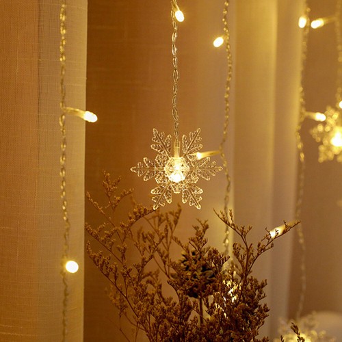 LED Window Curtain Snowflake Icicle String Fairy Lights Home Christmas Decor US - Picture 11 of 26