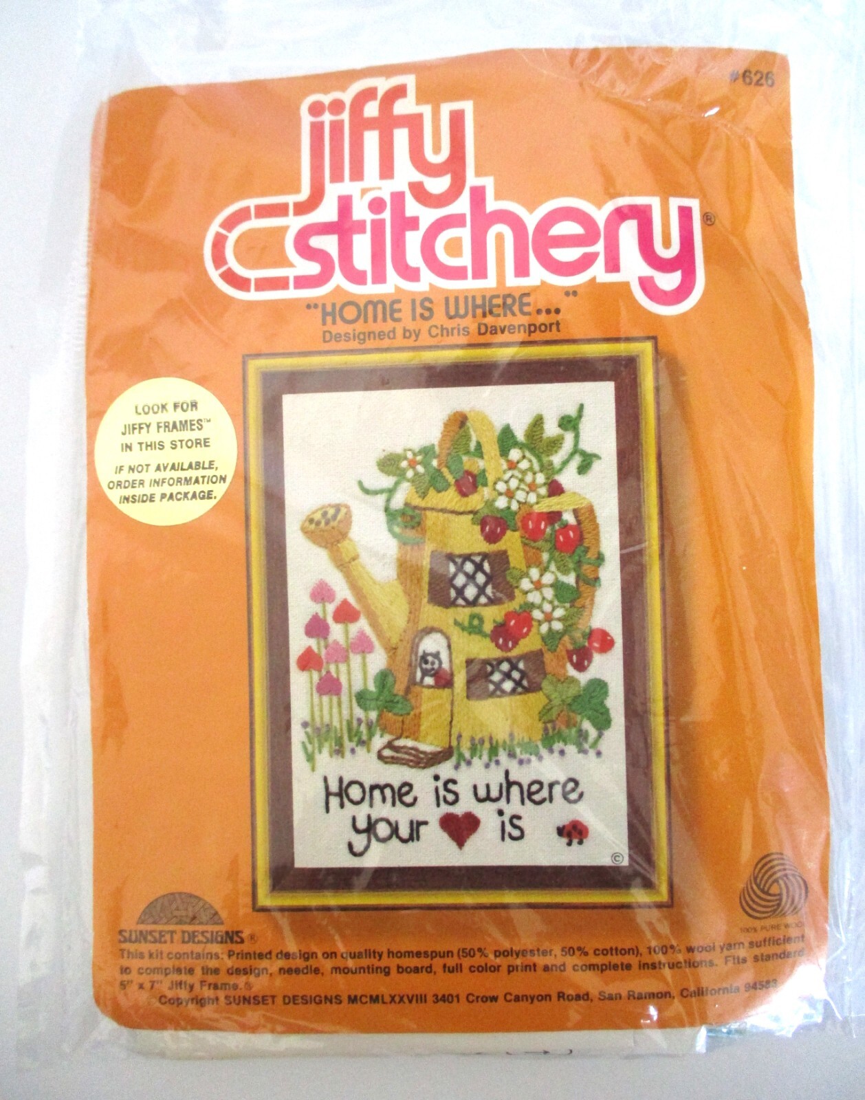 Vintage Jiffy Stitchery Cross Stitch Kit NIP 626 Home is Where
