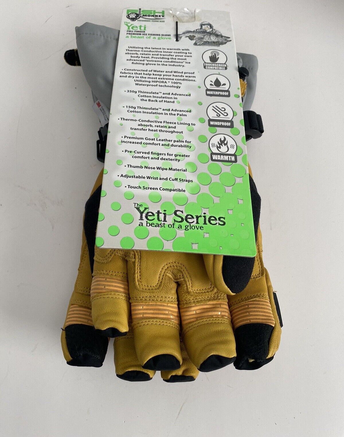Men's Fish Monkey Yeti Premium Ice Fishing Gloves XXL Brand New