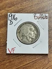 1916 D Buffalo Nickel Original VF Very Fine U.S. 5c Type Coin (Raw14679)