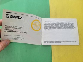 Dragon Power Nintendo NES Instruction Manual Only