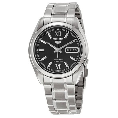 Seiko Black Dial Stainless Steel Men's Watch SNKL55