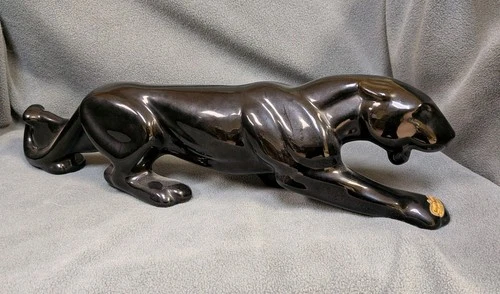 Vintage Royal Haeger Black Panther Ceramic Sculpture 18"