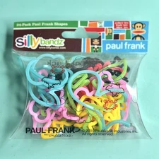 Sillybandz Paul Frank 24 Pack Shaped Silicone Bracelets NEW