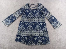 Charming Charlie Medium Womens Dress Blue Long Sleeve Geometric