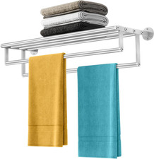 Double Towel Racks for Bathroom Towel Rack with Shelf, 24 Inch Double Towel