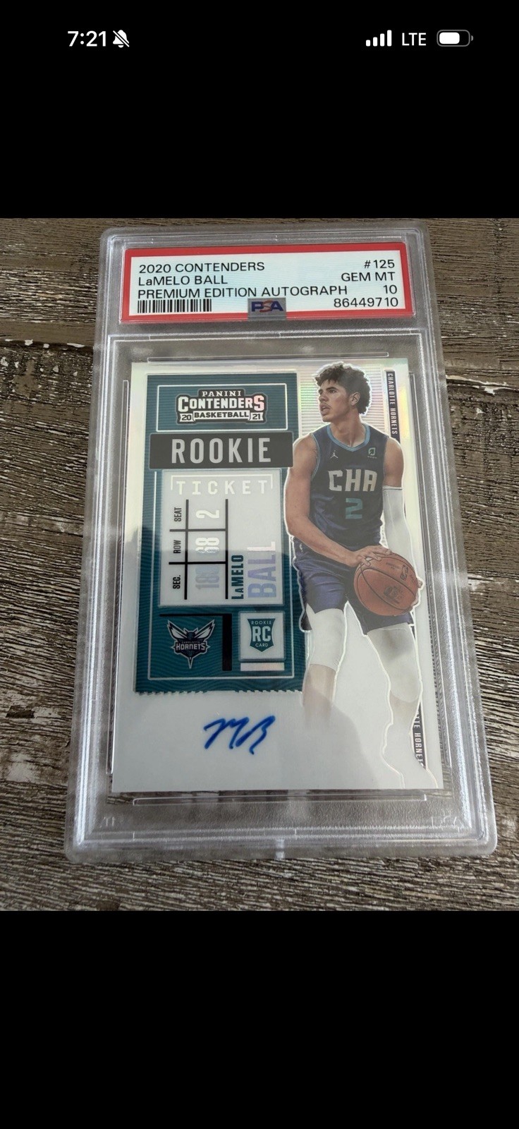 2020 PANINI CONTENDERS PREMIUM EDITION AUTO LAMELO BALL ROOKIE PSA 10 On Card