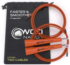 WOD Nation Adjustable Speed Jump Rope For Men, Women & Children - Orange 