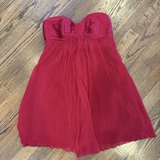 Vintage Express Y2K Strapless A-line Red Chiffon Cocktail Dress Sz 6