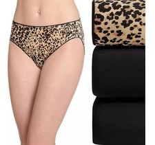 New 3 Pack Jockey No Panty Line Promise Bikini Panties Black Cheetah 7 L NWT