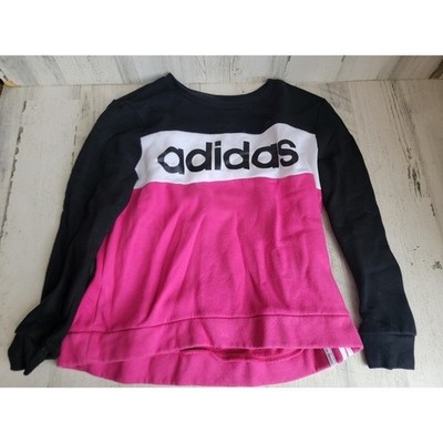 Adidas Youth Medium? Used black white stripe athletic pullover sweater
