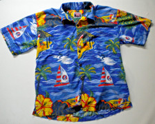 Vtg Grateful Dead Limited Ed Hawaiian Surfing Volcano Button LRG Shirt Official