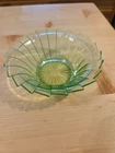 Vtg Green Bowl Glows Art Deco Depression Glass Jeannette Sierra Pinwheel Pattern