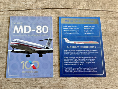 American Airlines (AA) Trading Card MD-80 -- 100 Years Anniversary