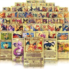2025 55PCS Pok Card Foil GOLD PACK CARDS TCG GX Vmax GX Card Charizard Rare