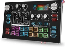 RHM X7 Podcast Equipment, Audio Mixer Interface with 48V Phantom Power &