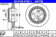 2x ATE Bremsscheibe 24.0120-0199.1 für MERCEDES S124 W124 KLASSE 124 Model 280