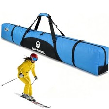 Padded Ski Bag for Air Travel, Fully Single Ski Travel Bags with 185cm Blue