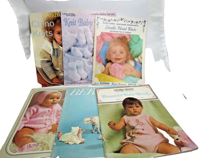 Lot 6 Vintage Baby Knitting Pattern Books Infant Sweater Booties Layette