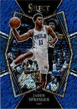 2021-22 Panini Select #180 Jaden Springer Blue Shimmer Prizms Philadelphia 76ers