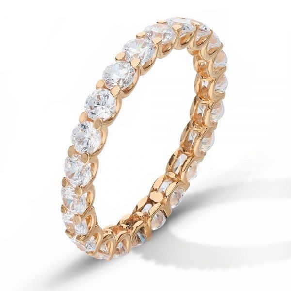 18 Carat Rose Gold Ring With White Zirconia For Women