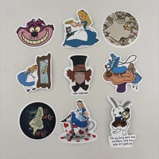 9 Pcs Alice in Wonderland Stickers Sticker Decals Kindle Water Bottle ❤️2️⃣