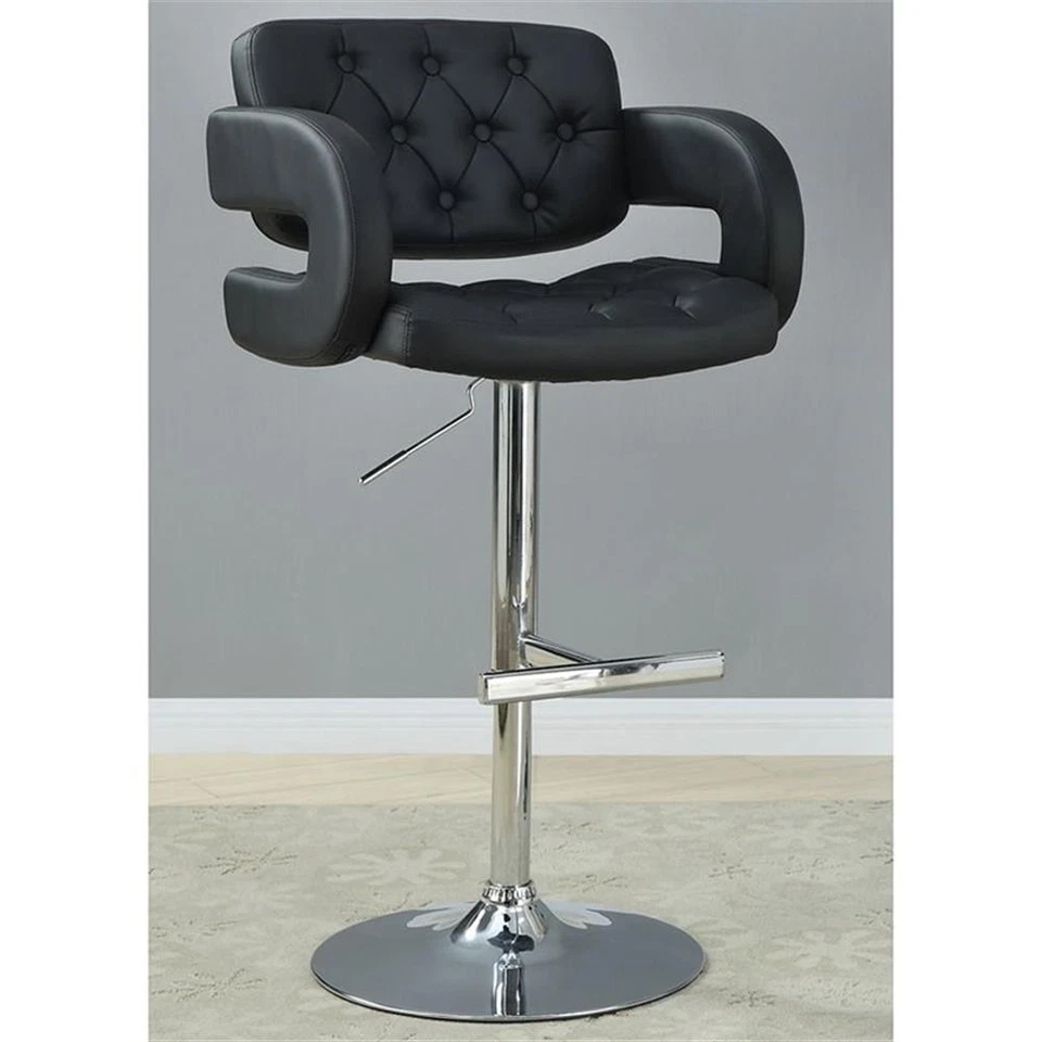 Brandi Adjustable Bar Stool Black and Chrome - Image 2 of 2