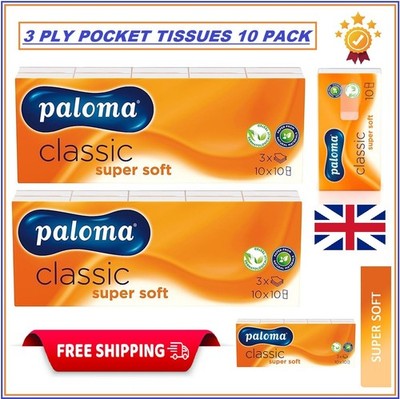 TASCHENTASCHENTÜCHER CLASSIC 10ER PACK 3-LAGIG SUPERWEICHE QUALITÄT EINFACHE TASCHE TASCHENPACKUNG