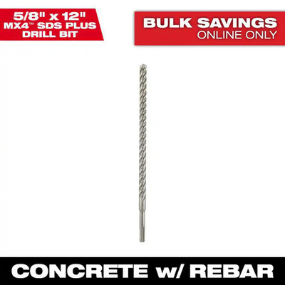 5/8 In. X 12 In. 4-Cutter SDS-PLUS Carbide Drill Bit