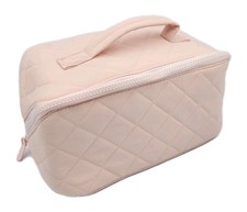 Women Large Pink Waterproof Cosmetic Organizer Travel Makeup Bag with Divider