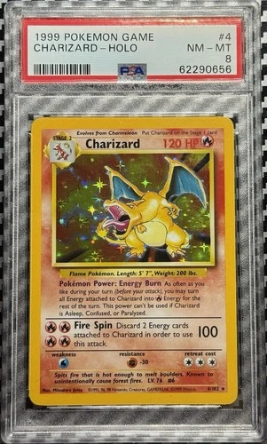 1999 Pokemon Game #4 Charizard Holo PSA 8 Card Trusted Seller Free Ship Base Set