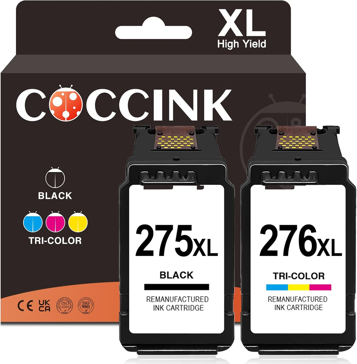 COCCINK 275XL 276XL for Canon Pixma TS3722 Ink Cartridges Pixma