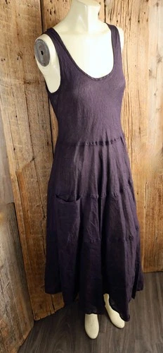 CP Shades Linen Tank Dress Dark Plum Size Small