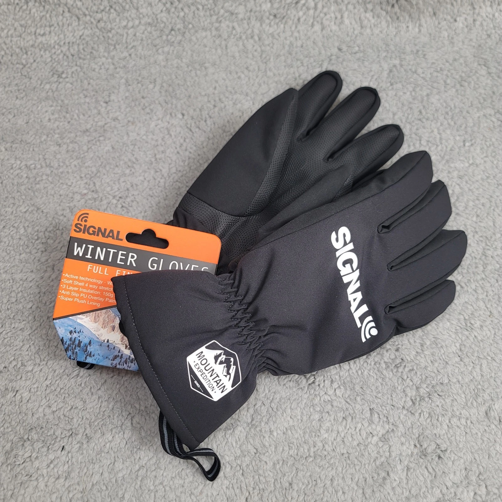 New Signal Snowboarding Ski Gloves Men's Large Black Soft Shell 4 Way Stretch