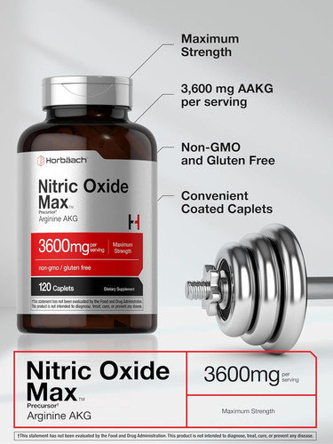 Horbäach Stickstoffmonoxid Max 3600mg | 120 Kapseln | mit Arginin AAKG für Männer... - Bild 4 von 8