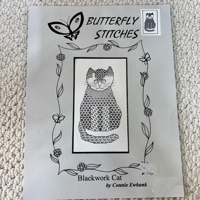 #ad #ad Blackwork Cat Counted Cross Stitch Chart Connie Ewbank Original Leaflet 2000 $6.95