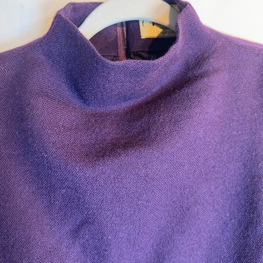 Conjunto de lana púrpura vintage Addé Originals con puños de piel real falda y top Foto 3 de 4