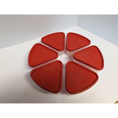 Tupperware Vintage Pie Wedge Containers Set of 6 Red Seals 1799 Made in USA
