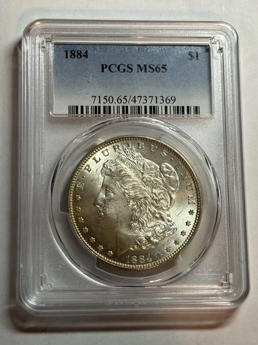 1884 P Morgan Silver Dollar PCGS MS65 Blast White Better Date