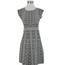 41 Hawthorn Alivia capsleeve sweater dress dark gray and white Nordic pattern S