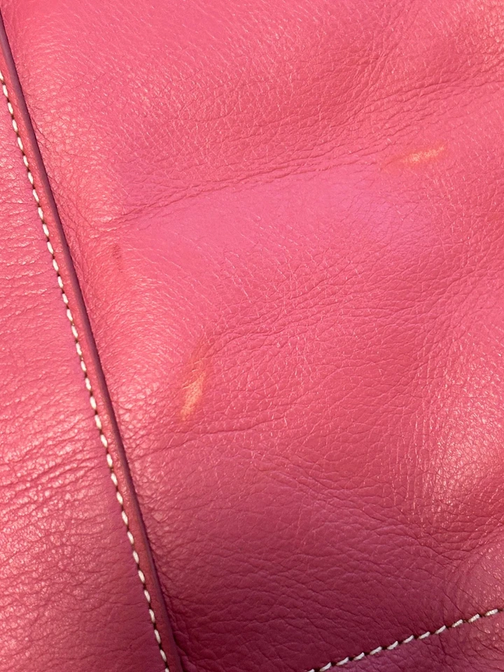 J Crew Montauk Bolso de Mano Burbuja Rosa Cuero Genuino 14 pulgadas Foto 3 de 4