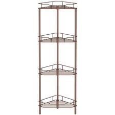 Huggiegems 4 Tier Floor Standing Corner Shower Caddy Organizer Shelf Hooks
