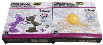 New 3D Crystal Puzzles Disney Cinderella s Carriage and Mickey/Minnie Mouse NIB