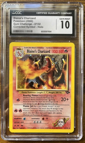 2000 Pokemon Blaines Charizard CORRECTED Fire Symbol Gym Challenge CGC 10 G Mint