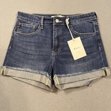 Kancan Shorts Womens 7/27 Blue High Rise Distressed Denim Preppy NEW