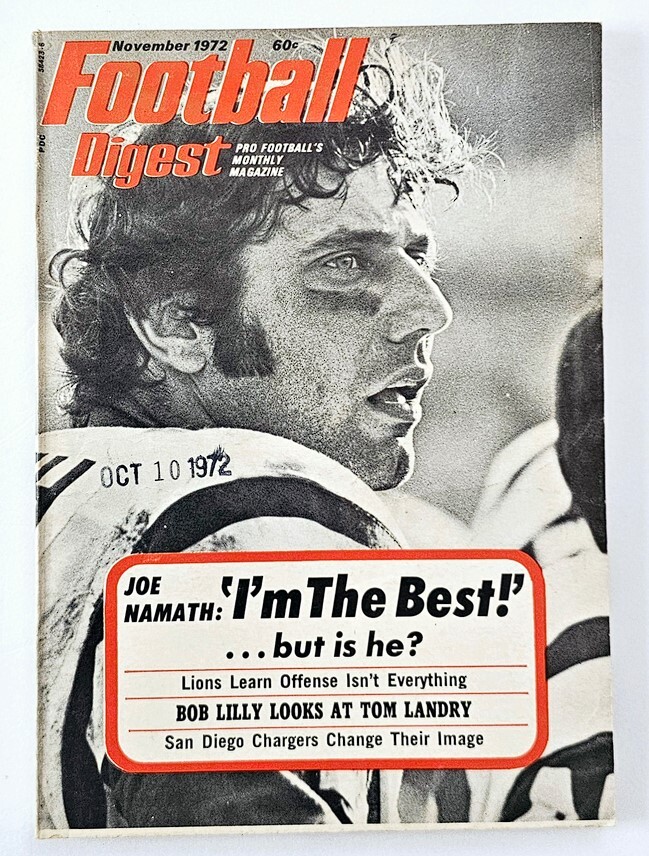 VTG Football Digest Magazine November 1972 Joe Namath 'I'm The Best' No